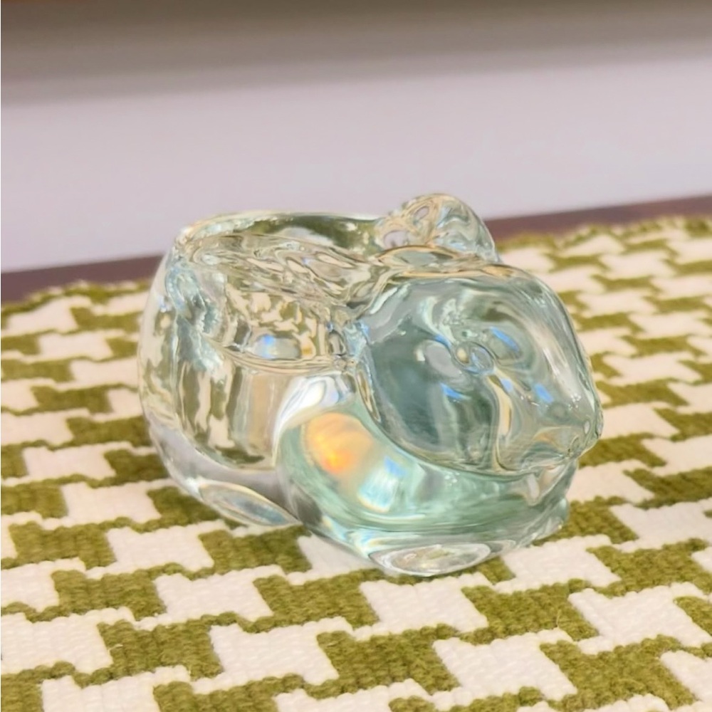 Vintage Crystal Easter Bunny Candle Holders Table Decor by Indiana Glass Co.